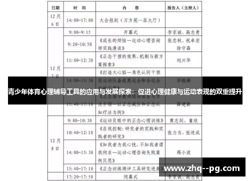 青少年体育心理辅导工具的应用与发展探索：促进心理健康与运动表现的双重提升